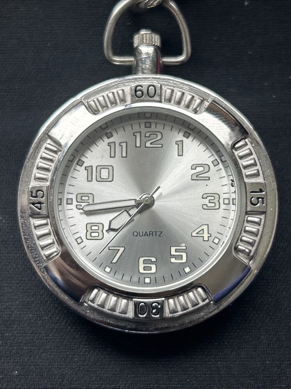 Silver Tone Clip On Quartz Watch
